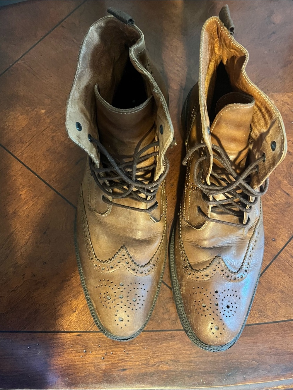 Stafford Brown Leather Wingtip Brogue Lace-Up Boots Men’s 12M